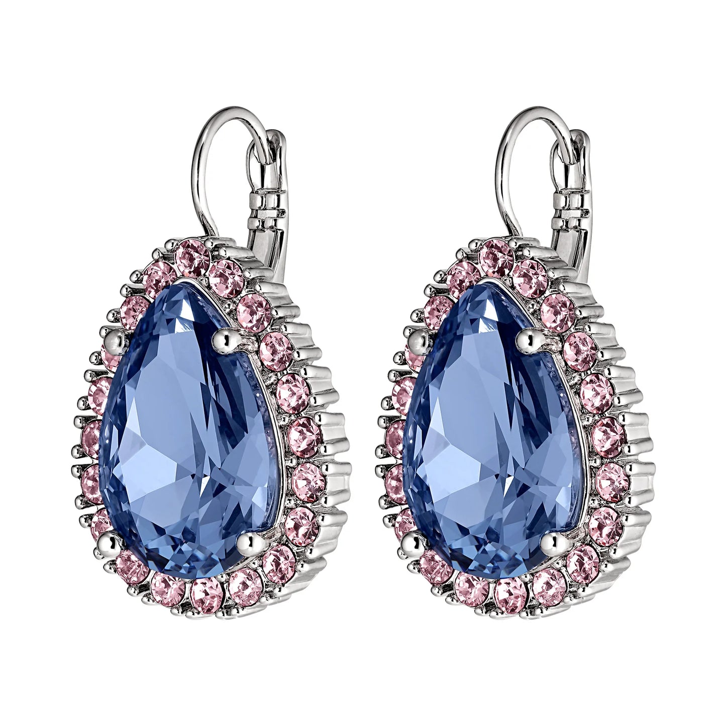 FIORA SHINY SILVER LIGHT BLUE/ROSE EARRINGS