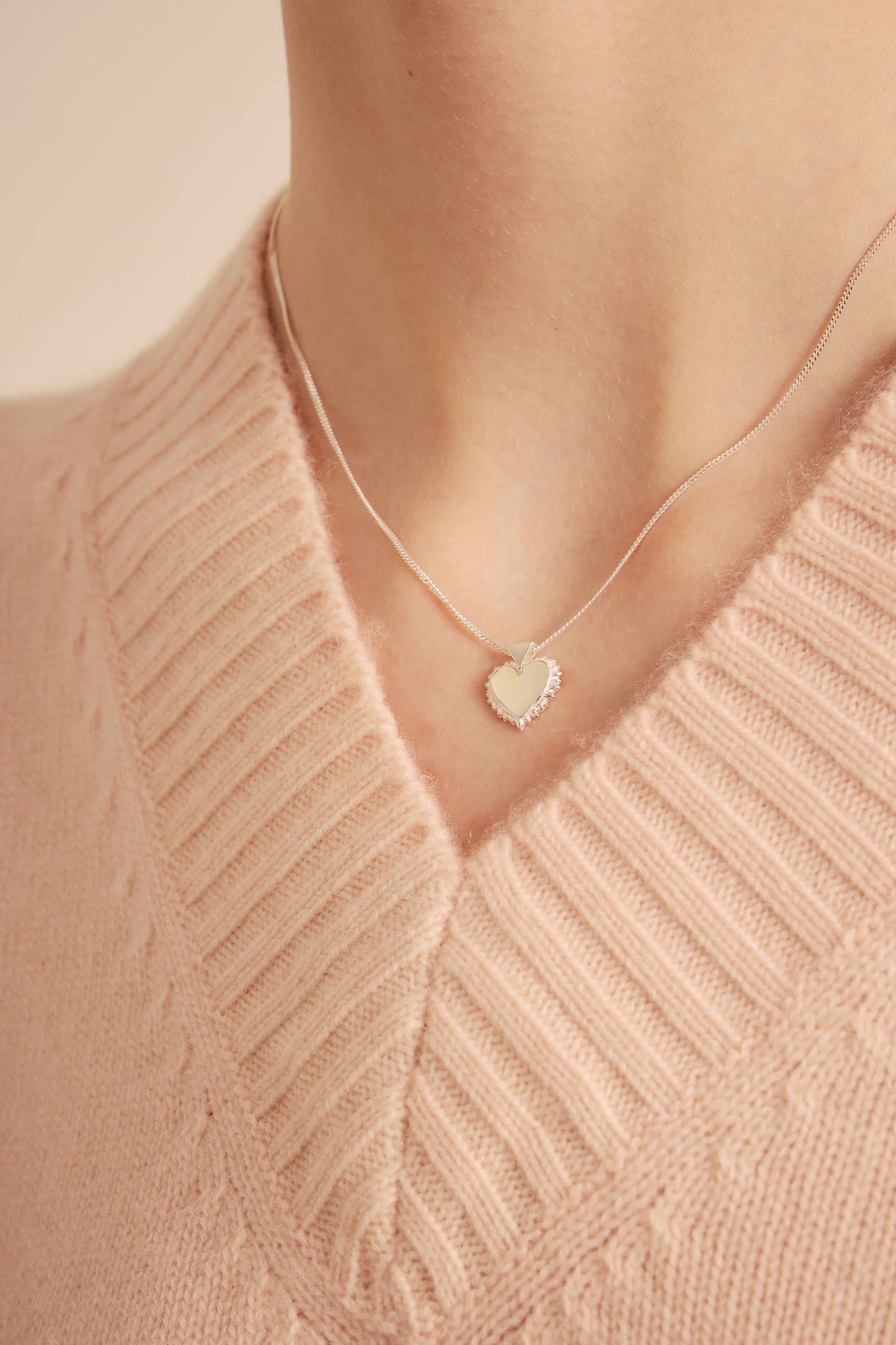 FLAMING MOTHER OF PEARL HEART NECKLACE