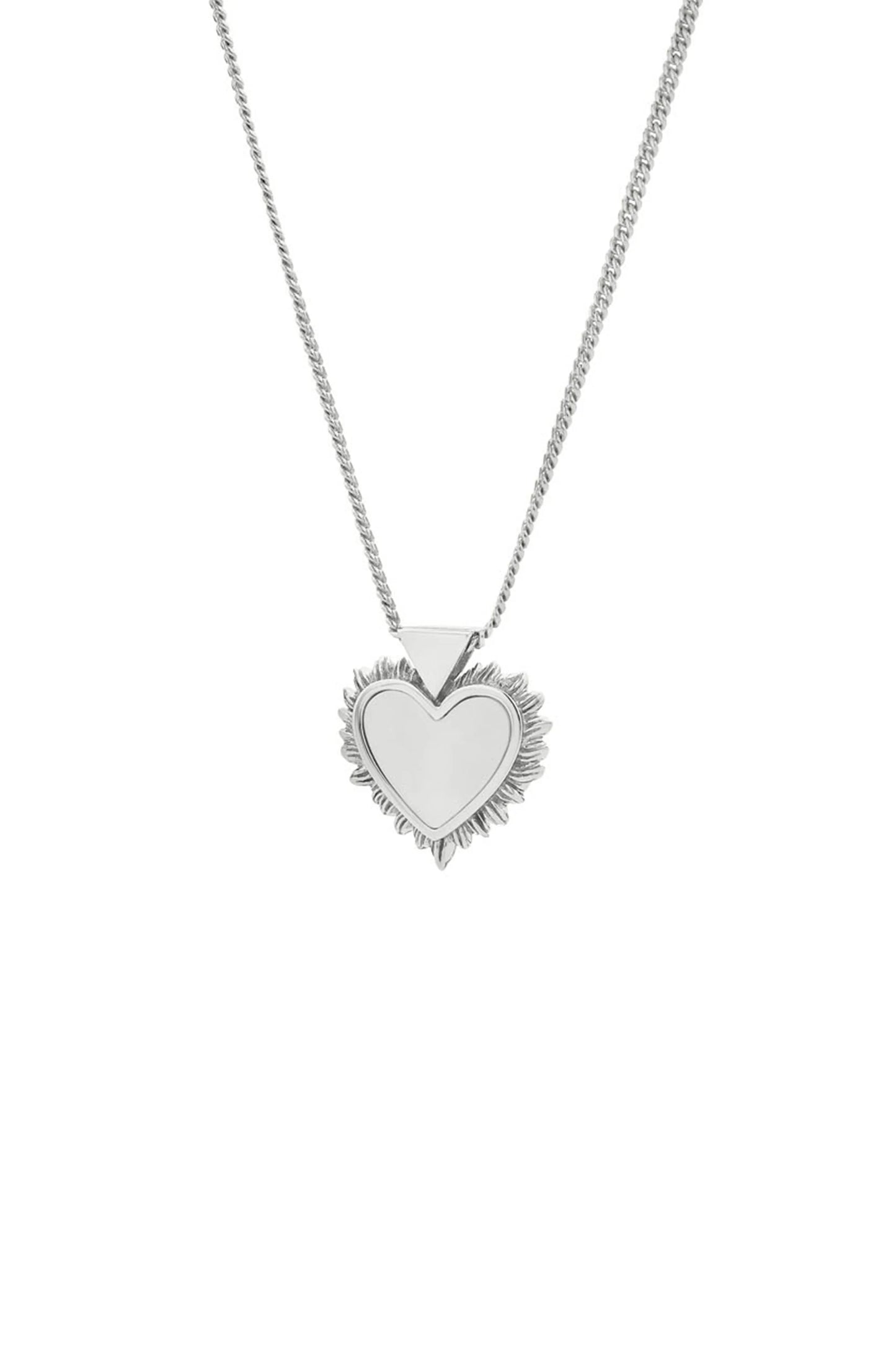 FLAMING MOTHER OF PEARL HEART NECKLACE