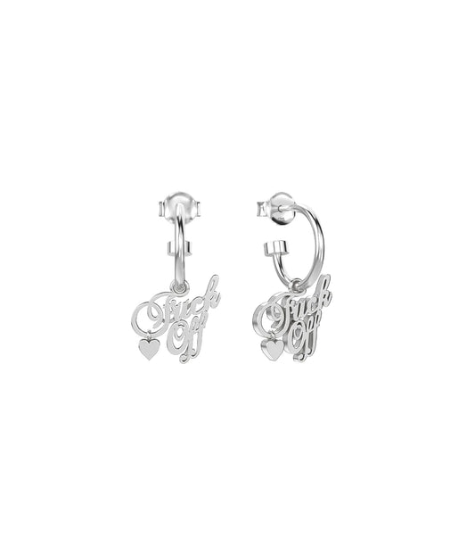 F*CK OFF SCRIPT ANCHOR EARRINGS
