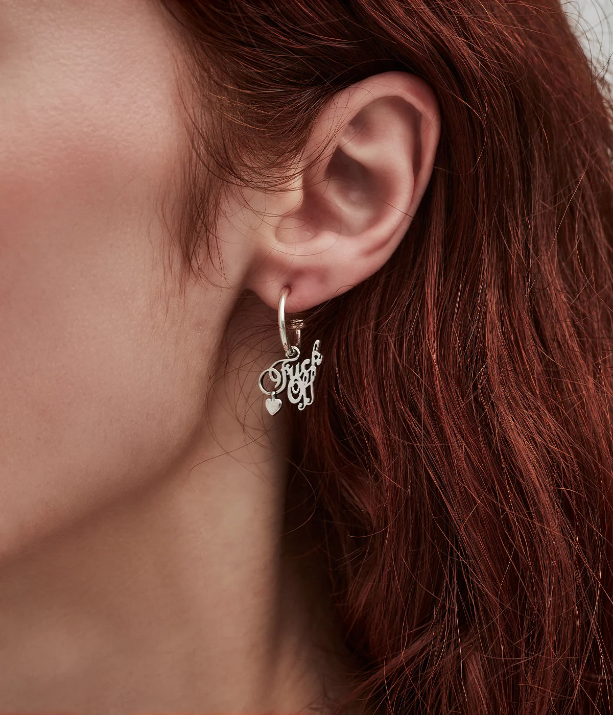 F*CK OFF SCRIPT ANCHOR EARRINGS