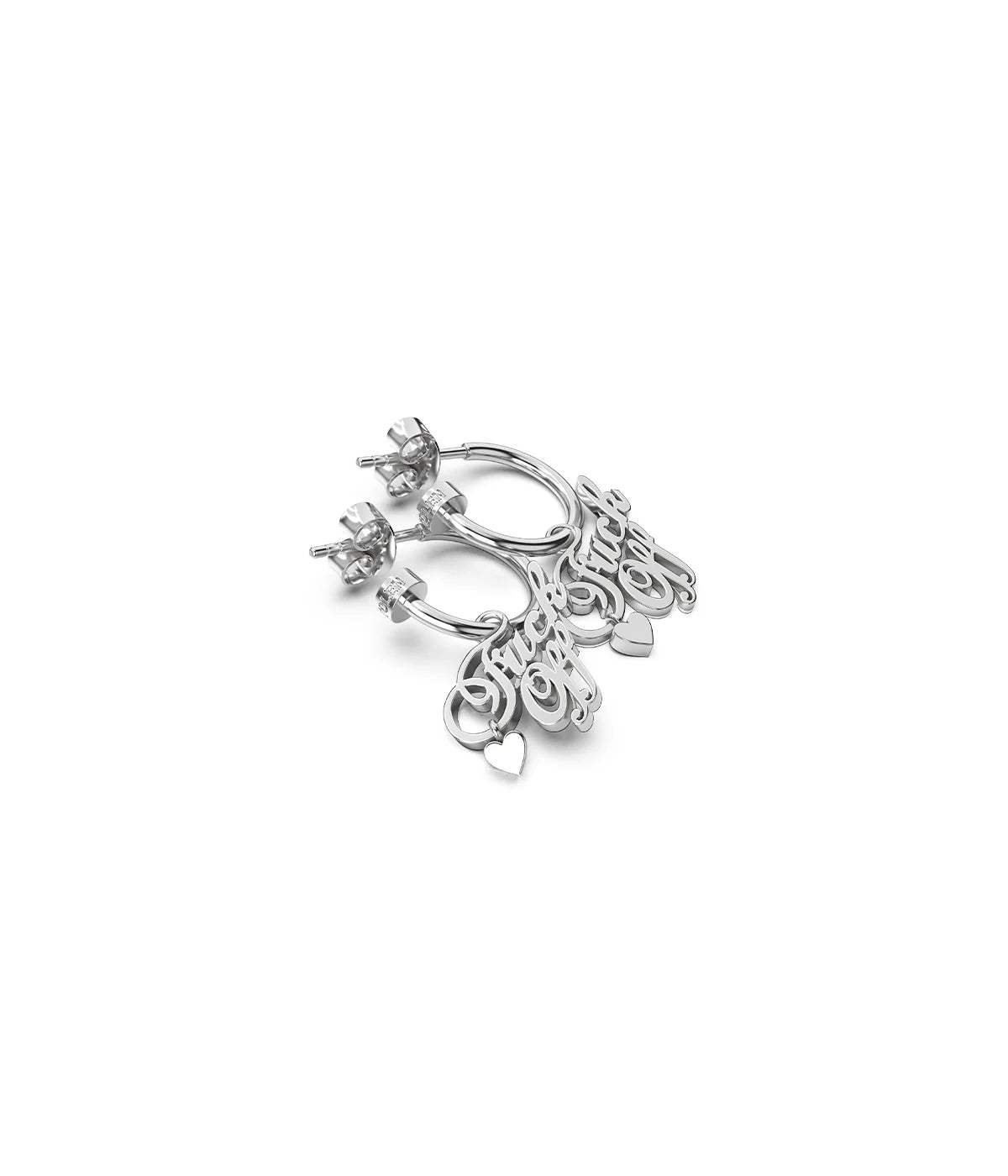 F*CK OFF SCRIPT ANCHOR EARRINGS