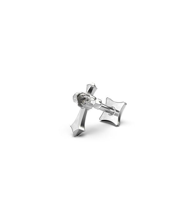 SINGLE GOTHIC CROSS FLATBACK EARRING