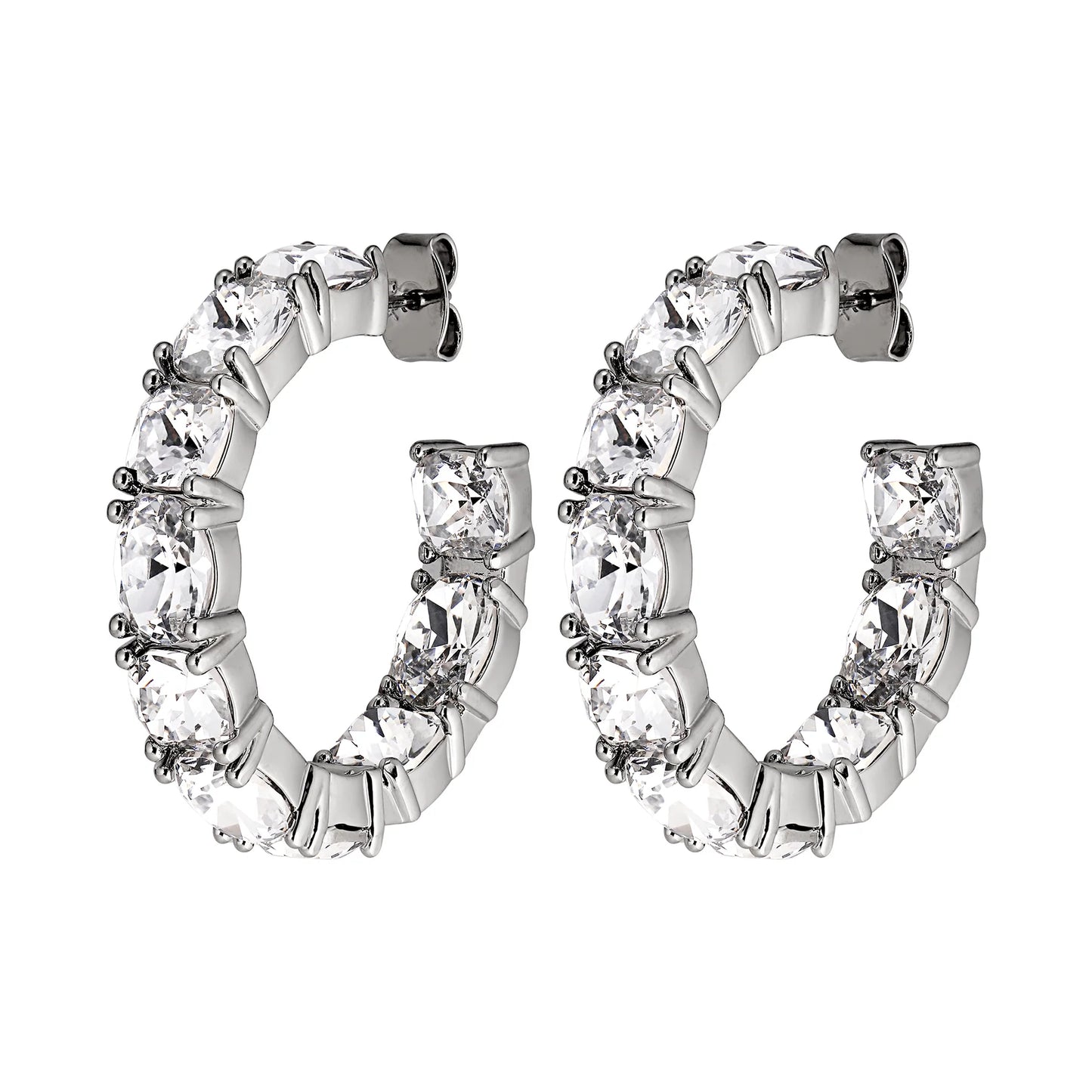 GRETIA SHINY SILVER CRYSTAL EARRINGS
