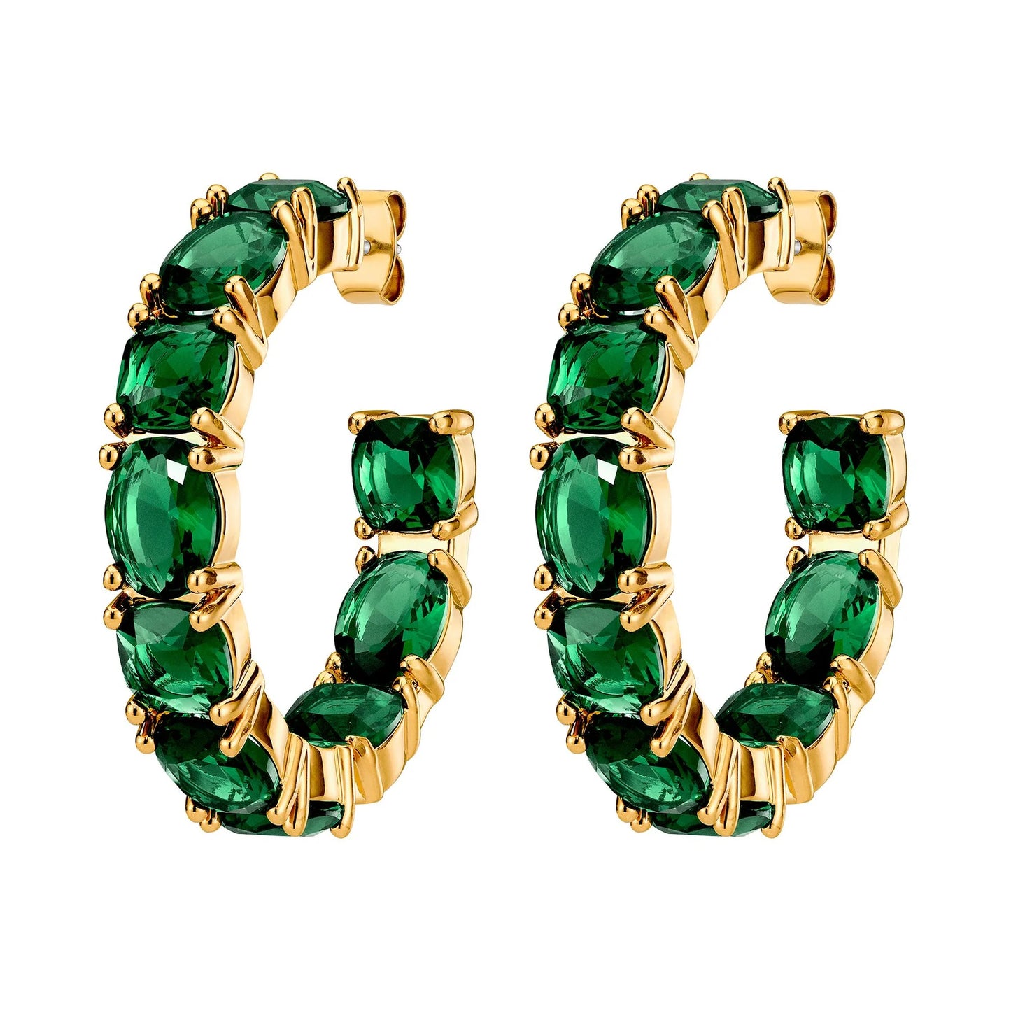 GRETIA SHINY GOLD EMERALD GREEN EARRINGS
