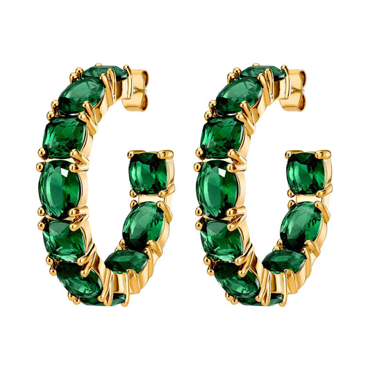 GRETIA SHINY GOLD EMERALD GREEN EARRINGS