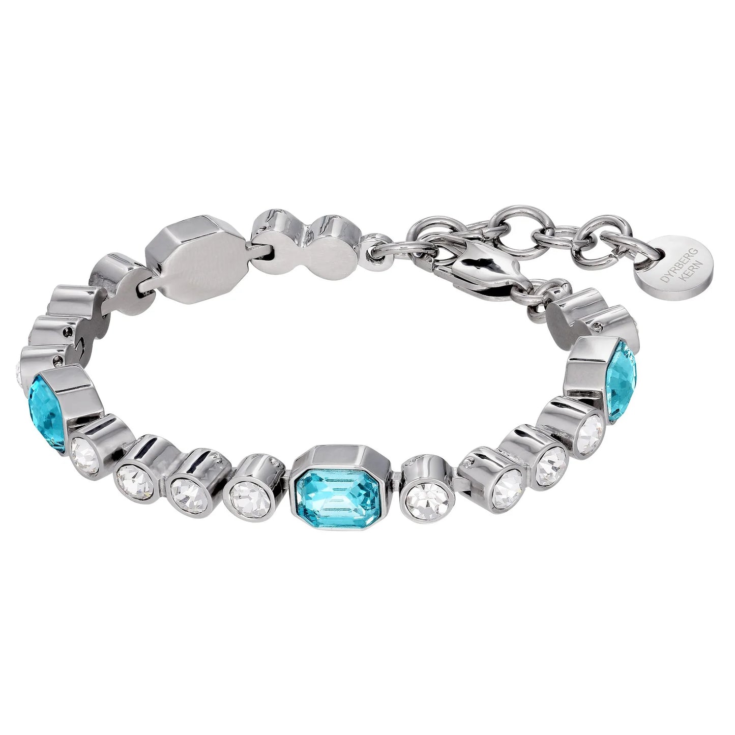 GRIVNA SHINEY SILVER AQUA/CRYSTAL BRACELET