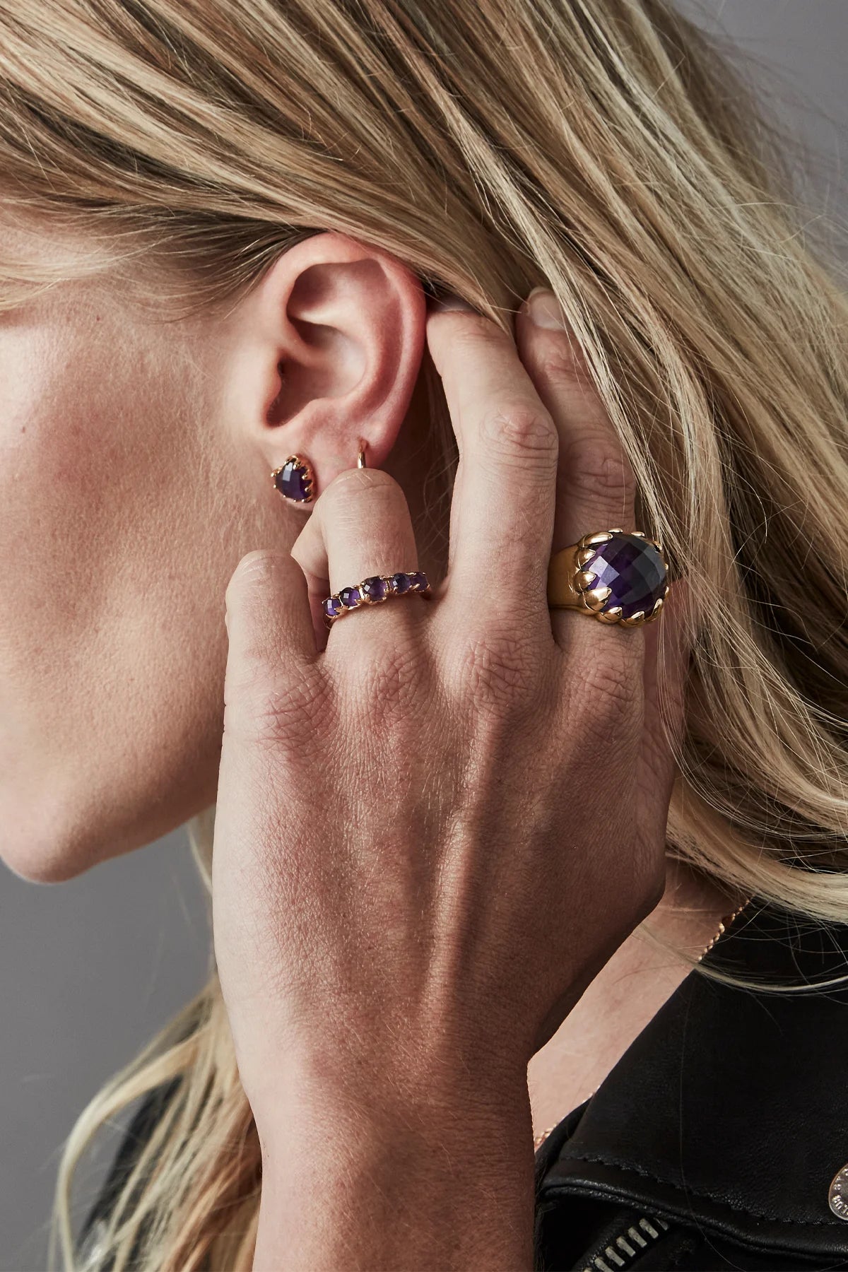 HALO CLUSTER RING AMETHYST