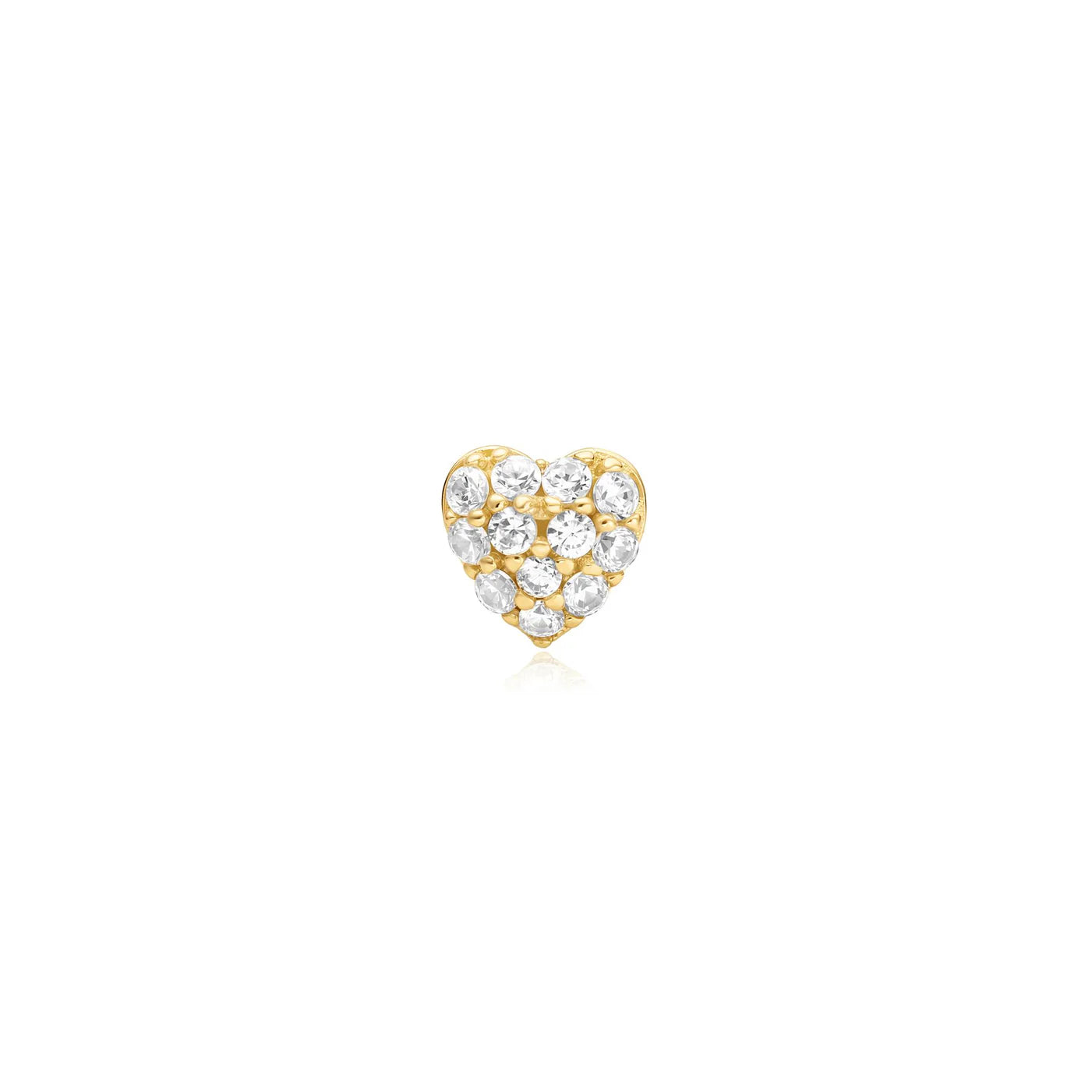 PAVE HEART BARBELL SINGLE EARRING