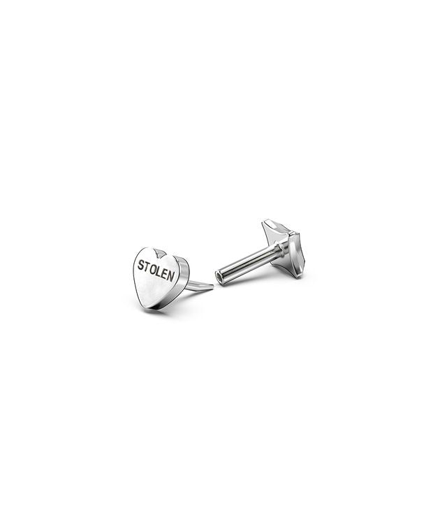 SINGLE STOLEN HEART FLATBACK EARRING