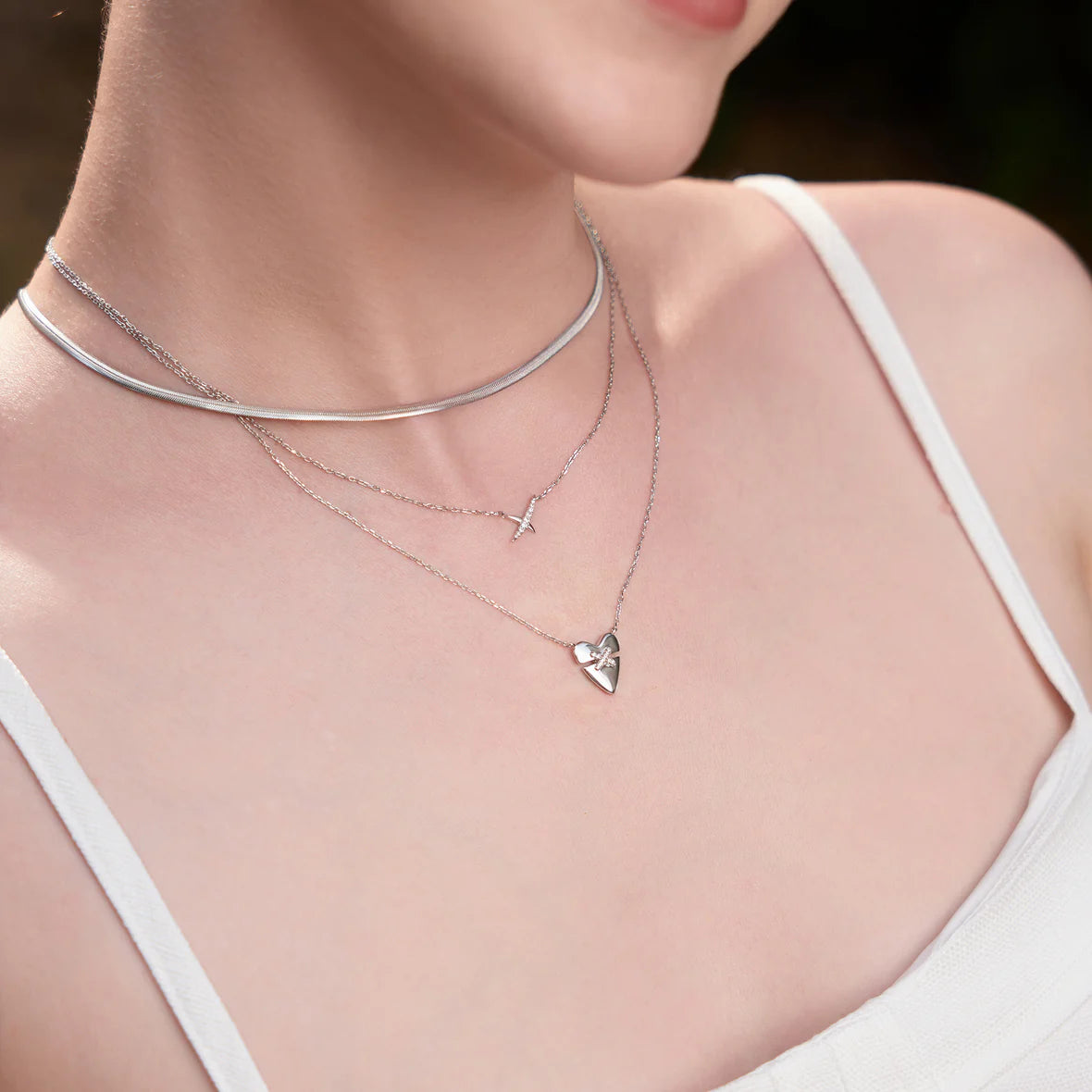 TWINKLE HEART KISS PAVE NECKLACE