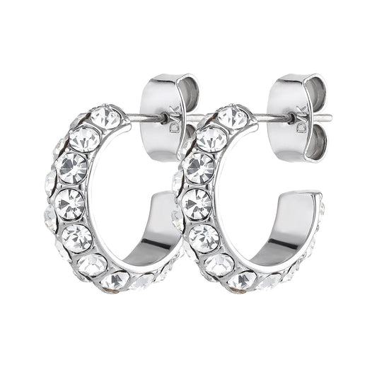 HEIDI SHINY SILVER CRYSTAL EARRINGS