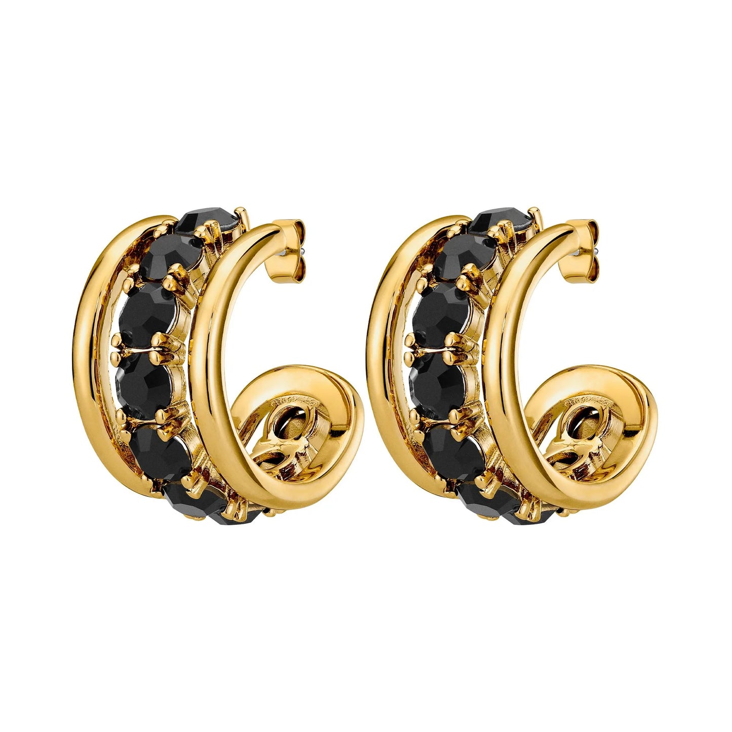 HELEN SHINY GOLD BLACK EARRINGS