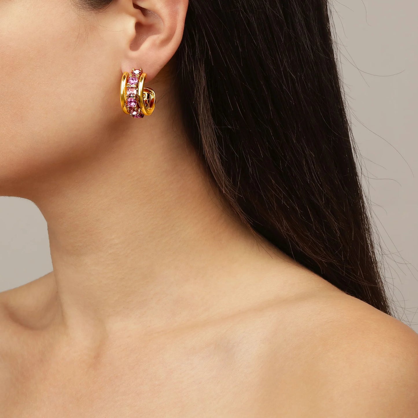 HELEN SHINY GOLD ROSE EARRINGS