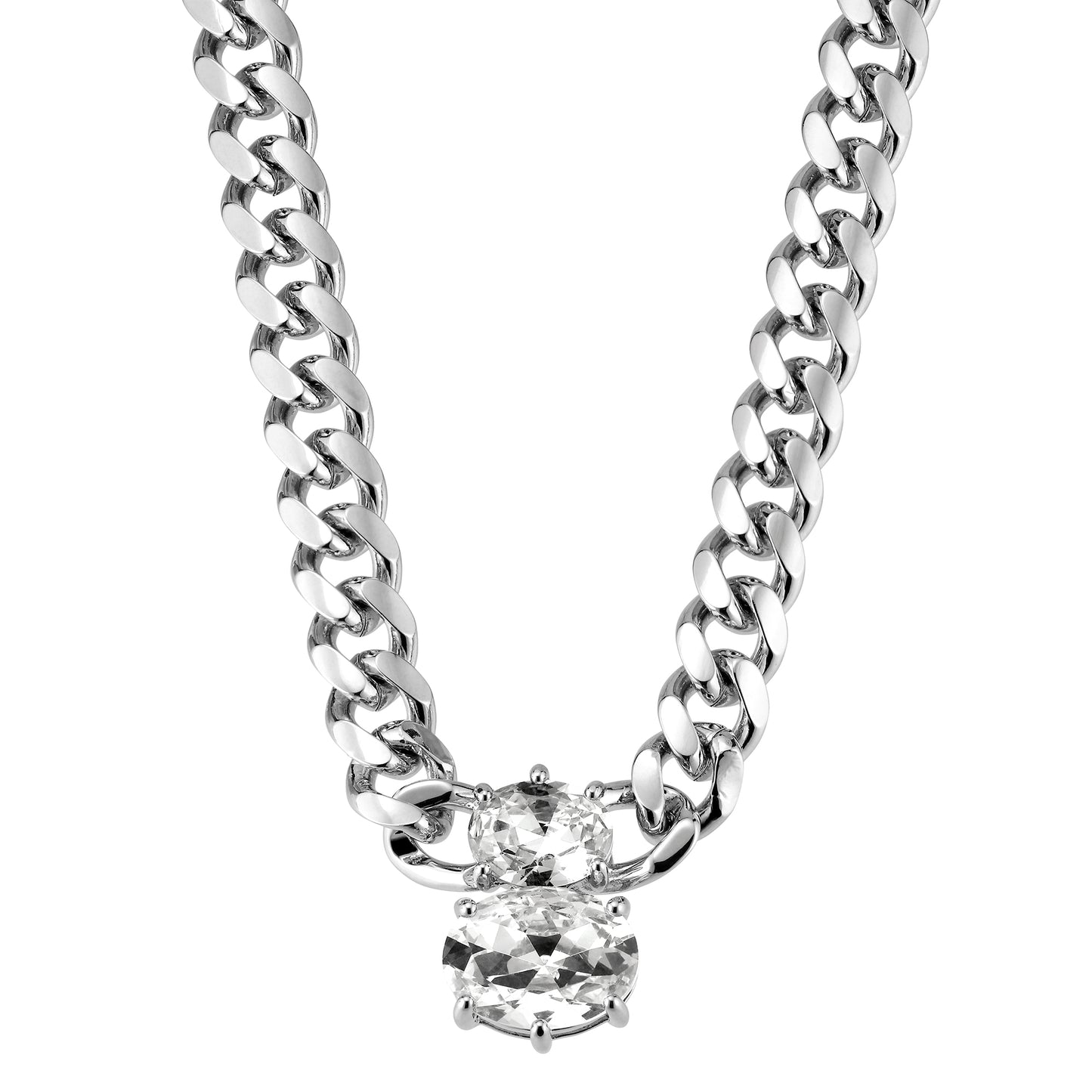 HOLL SHINY SILVER CRYSTAL NECKLACE