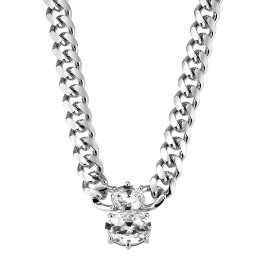 HOLL SHINY SILVER CRYSTAL NECKLACE