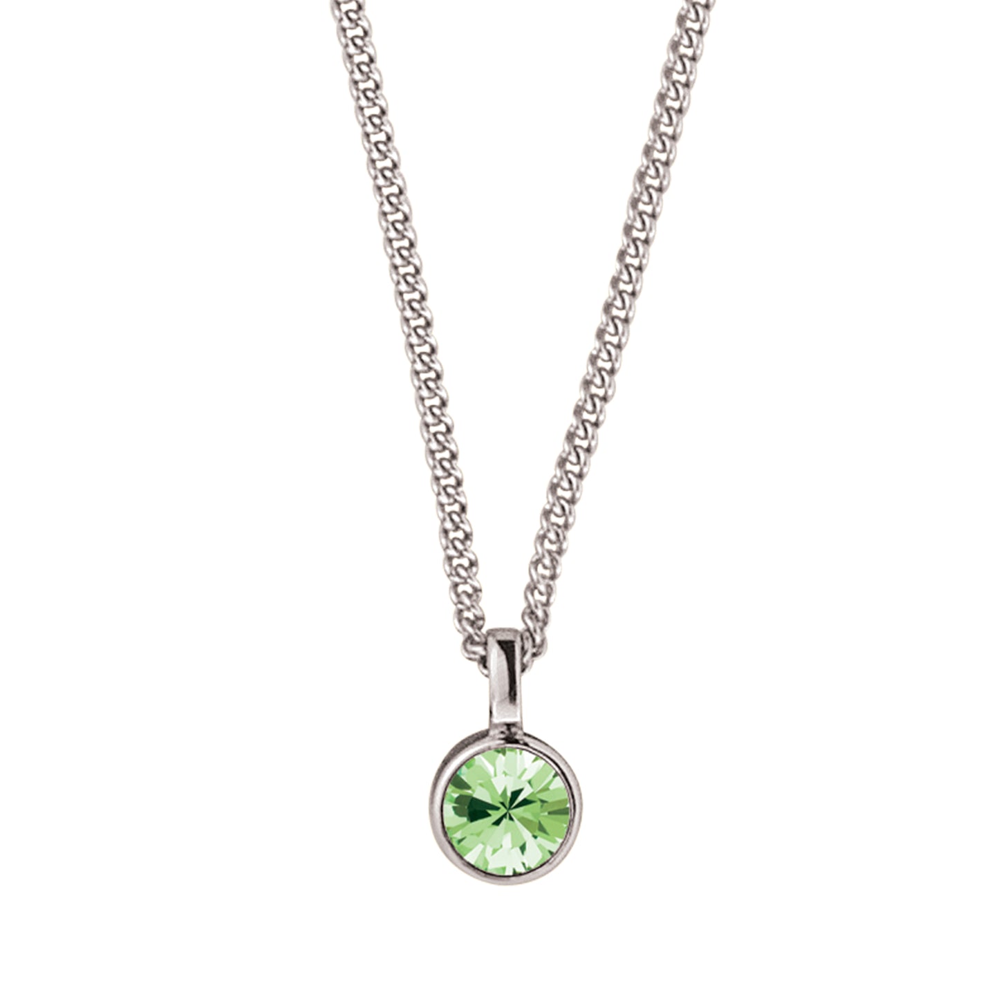 JEMMA SHINY SILVER LIGHT GREEN NECKLACE