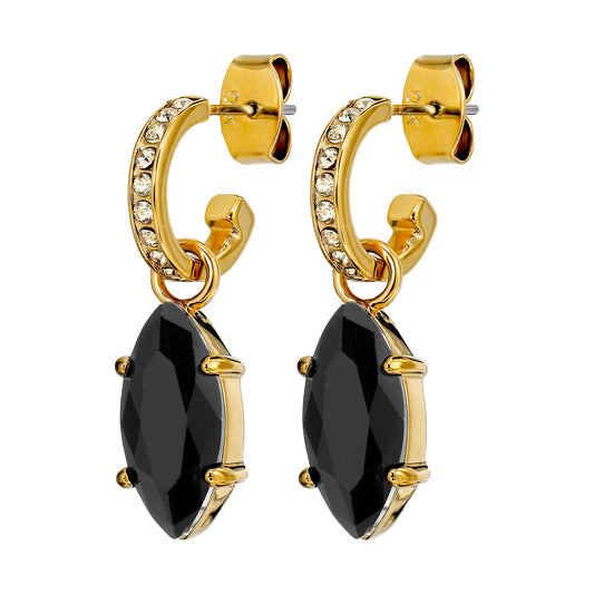 JUNIPE SHINY GOLD BLACK AND GOLDEN EARRINGS