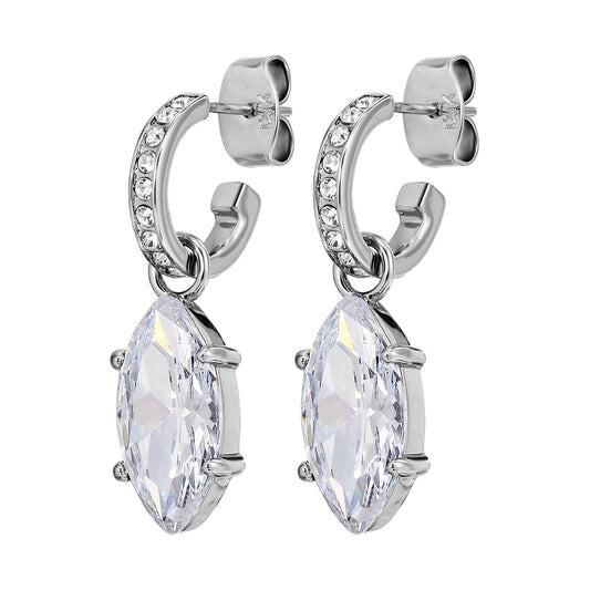 JUNIPE SHINY SILVER CRYSTAL EARRINGS