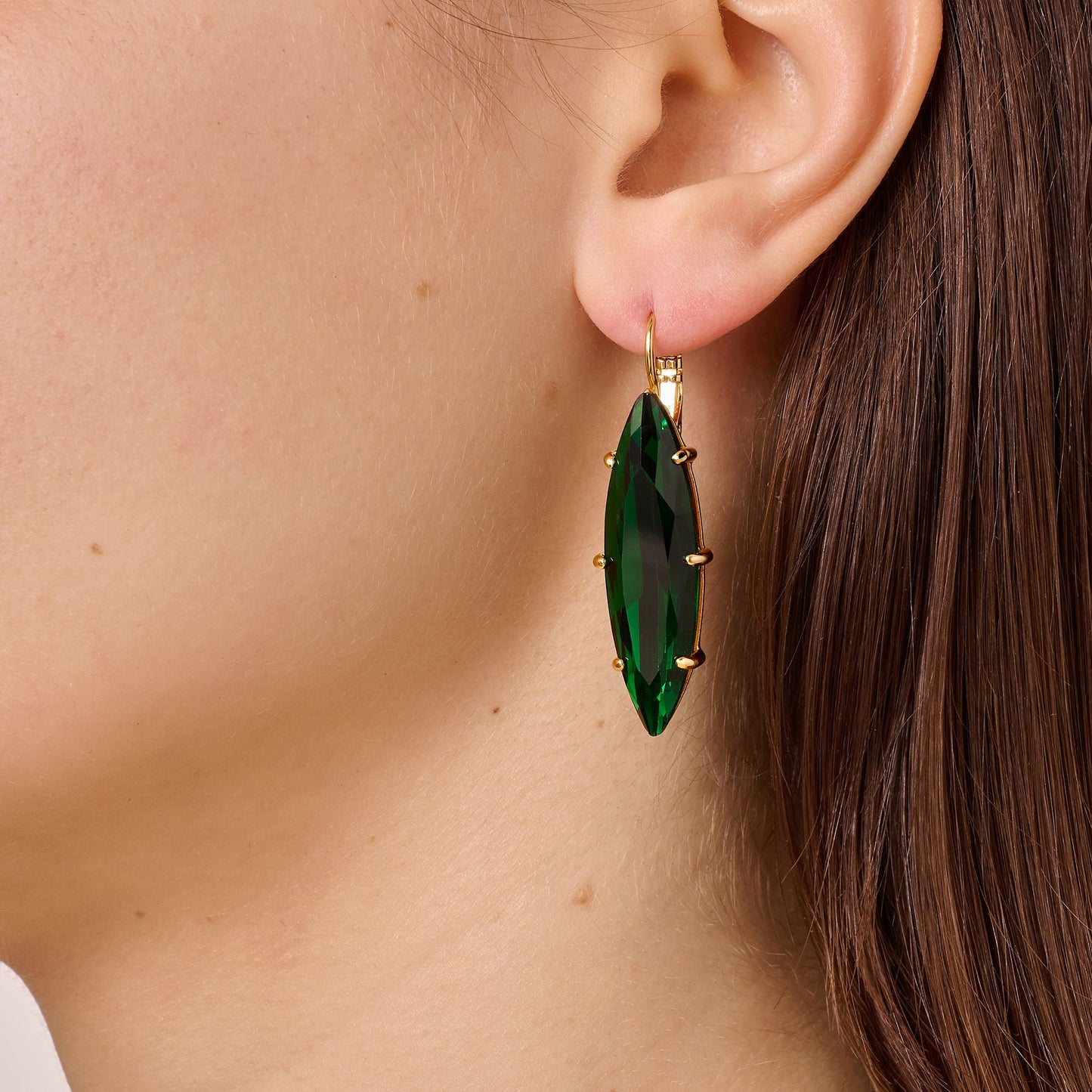 KALAY SHINY GOLD EMERALD EARRINGS
