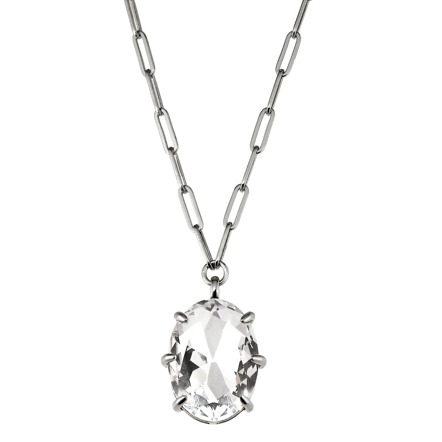 KALLY SHINY SILVER CRYSTAL NECKLACE