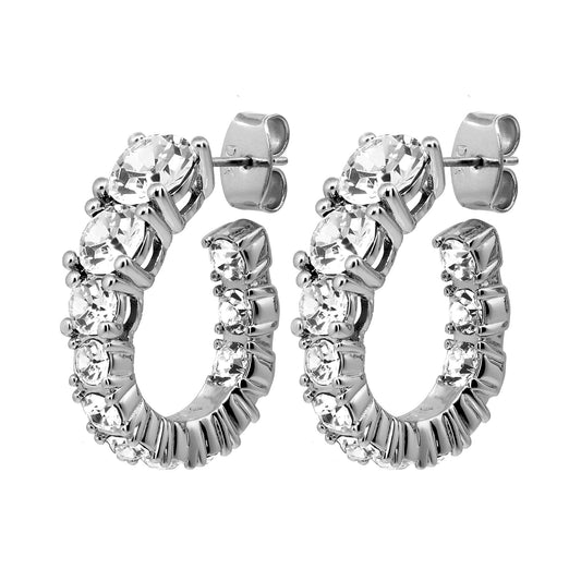 KOLOS SHINY SILVER CRYSTAL EARRINGS