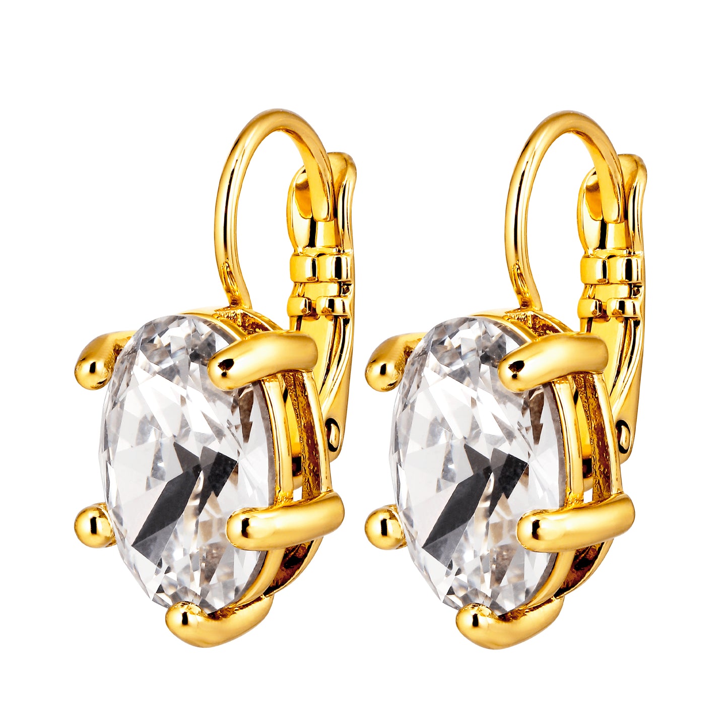 KRISTY SHINY GOLD CRYSTAL EARRINGS