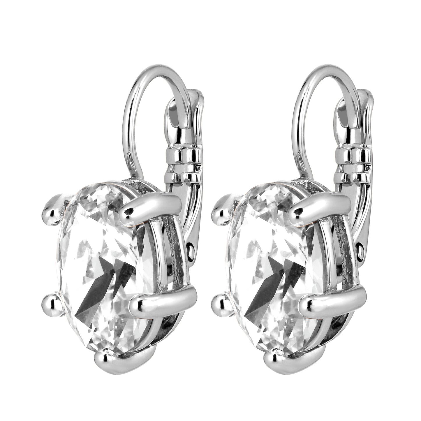 KRISTY SHINY SILVER CRYSTAL EARRINGS