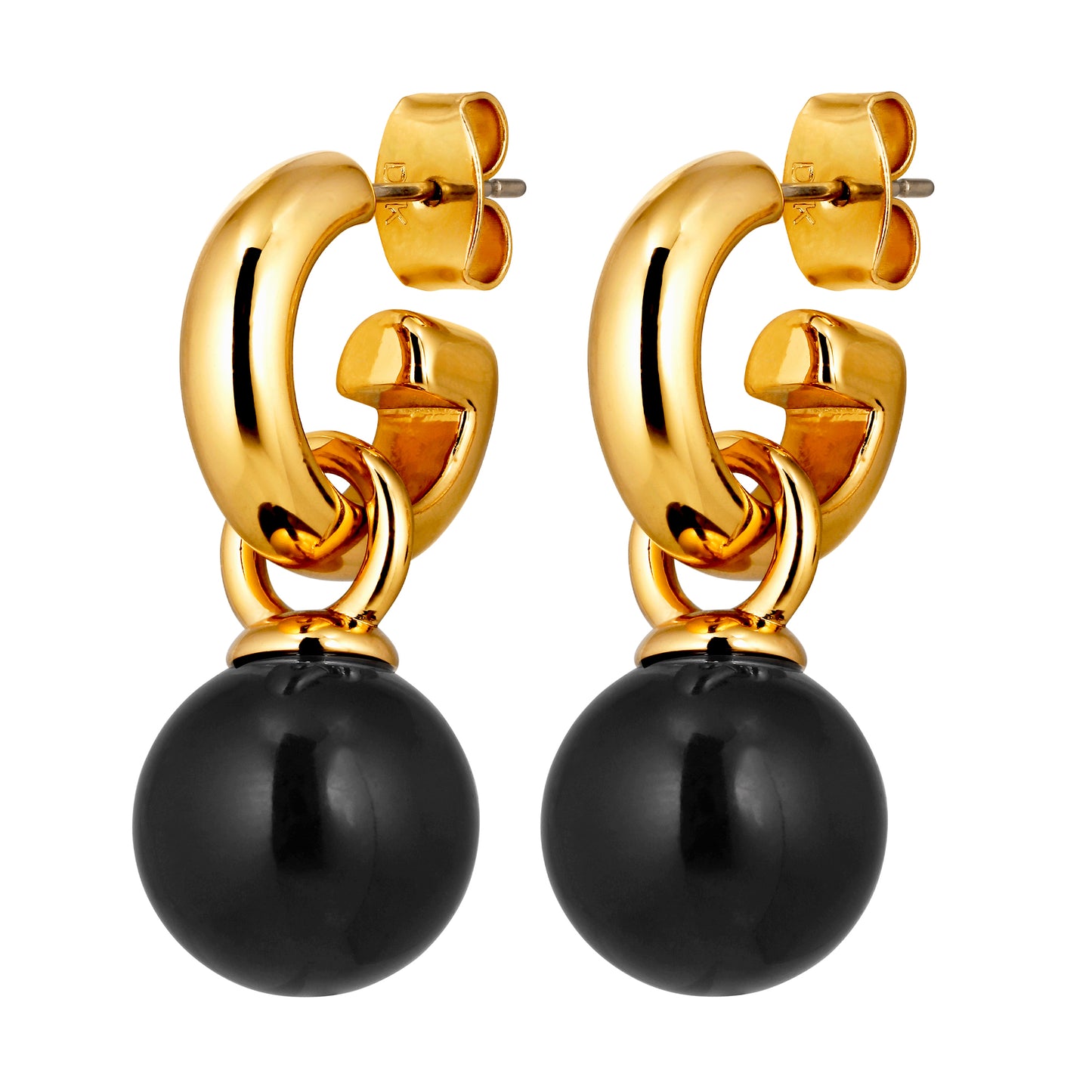 LONA SHINY GOLD BLACK EARRINGS