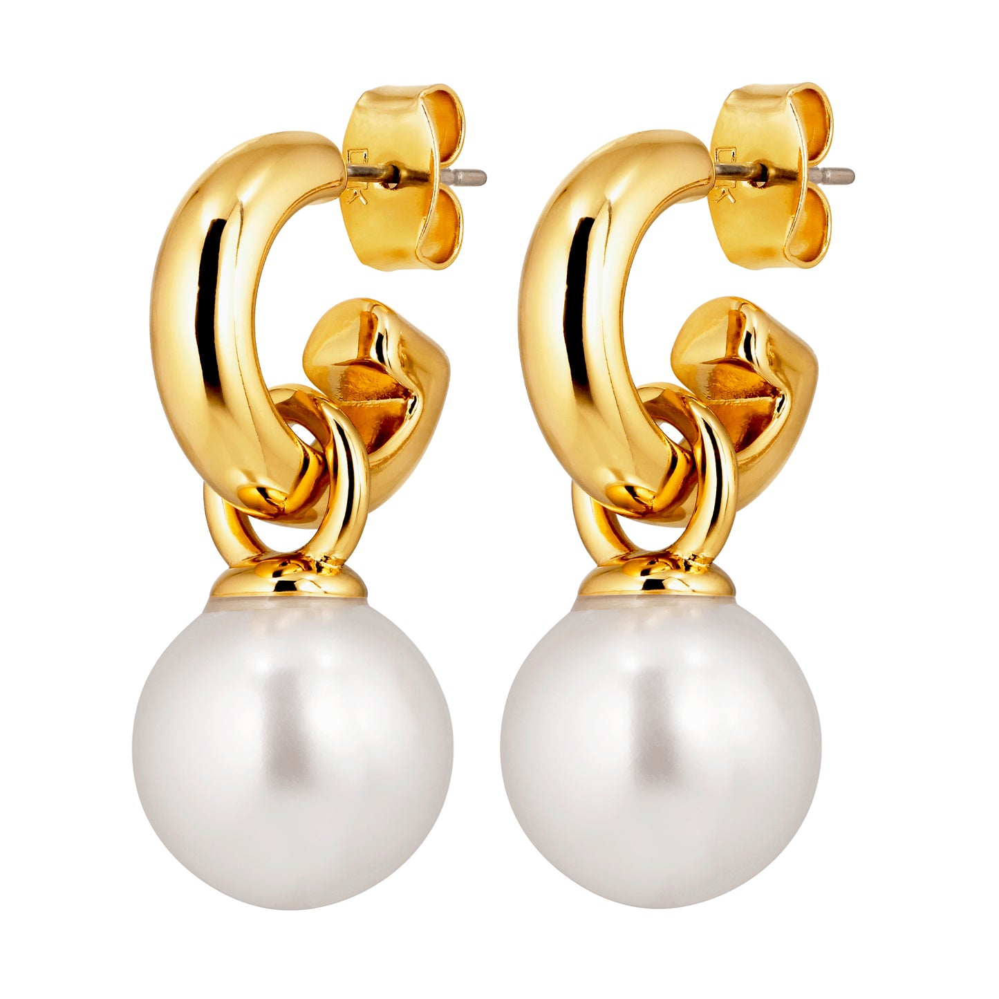 LONA SHINY GOLD WHITE PEARL EARRINGS