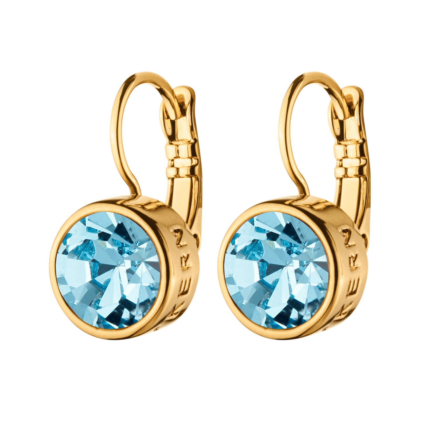 LOUISE SHINY GOLD AQUA EARRINGS