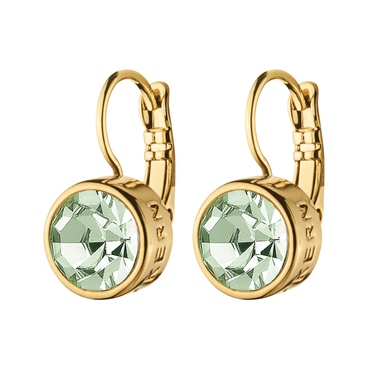 LOUISE SHINY GOLD LIGHT GREEN EARRINGS
