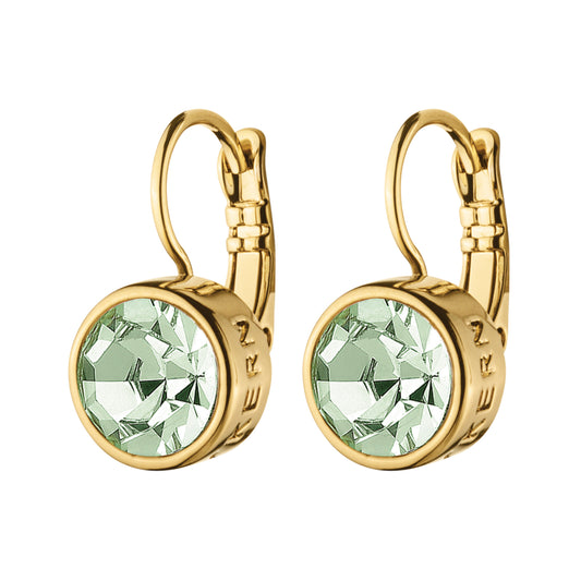 LOUISE SHINY GOLD LIGHT GREEN EARRINGS