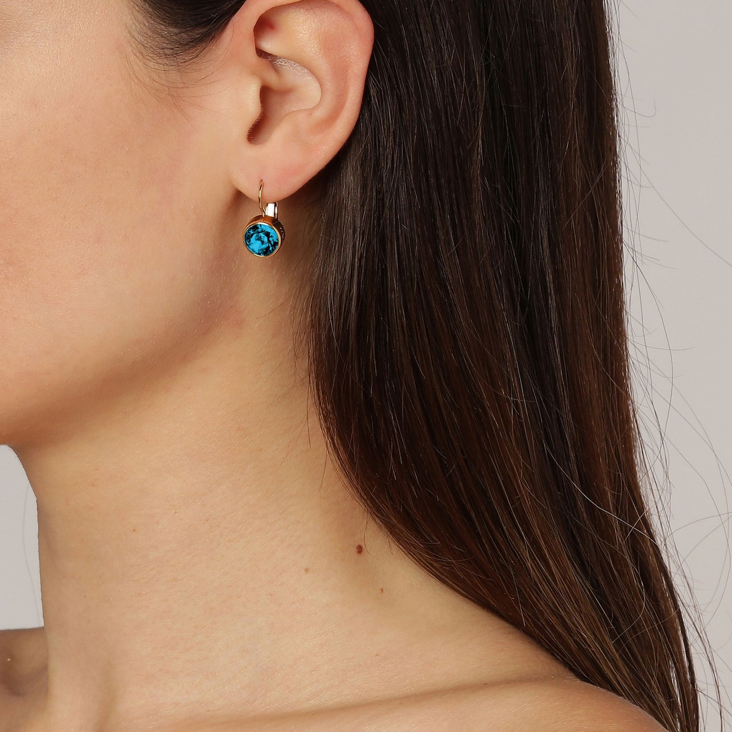 LOUISE SHINY GOLD PETROL EARRINGS