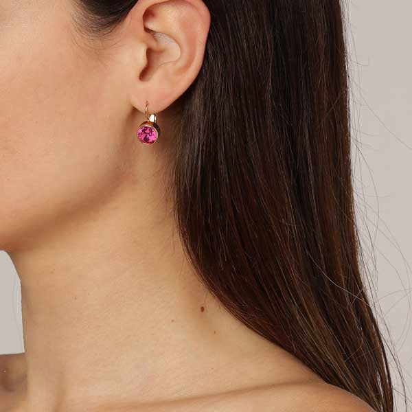 LOUISE SHINY GOLD PINK EARRINGS