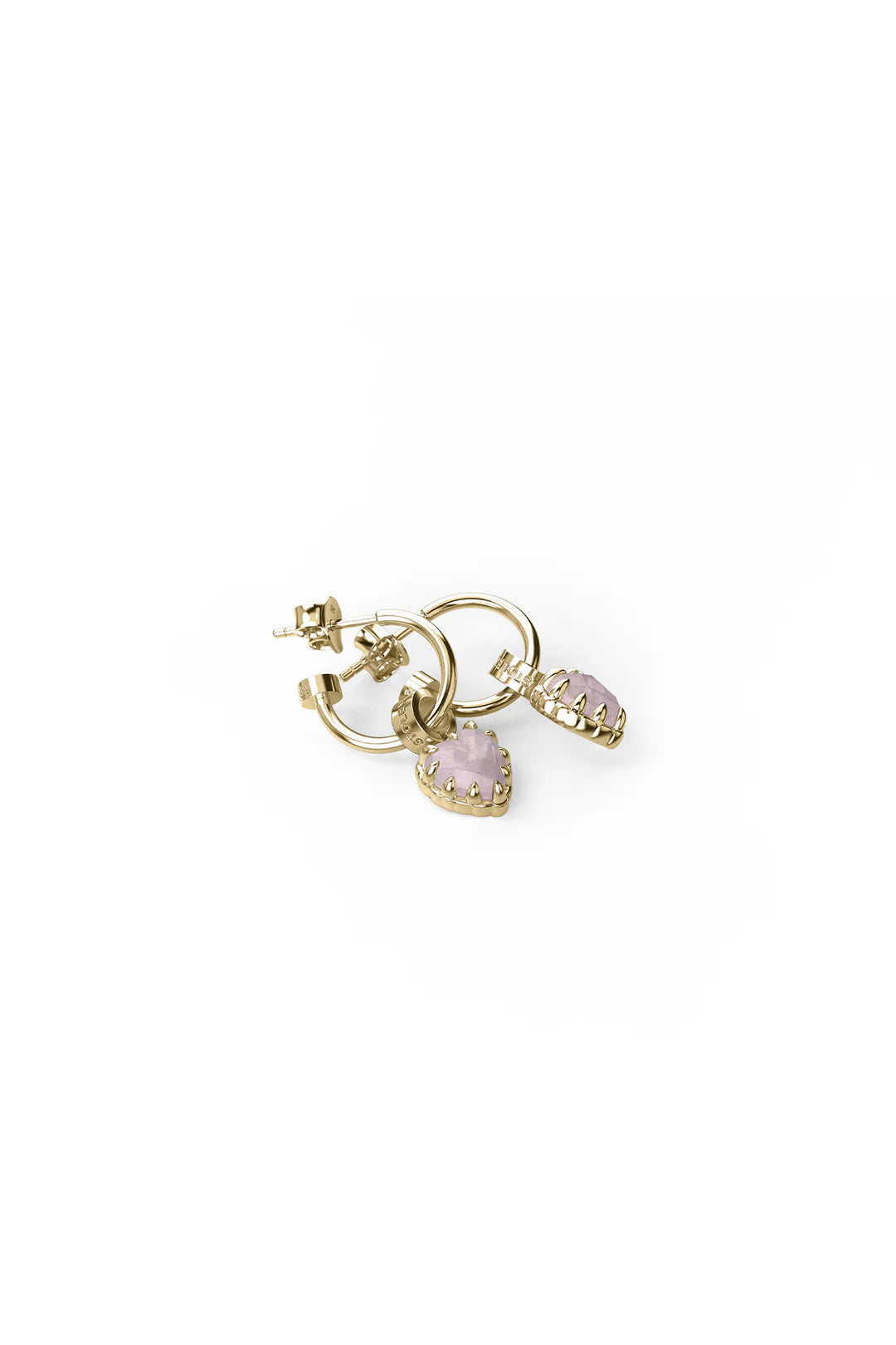 LOVE ANCHOR EARRINGS ROSE QUARTZ