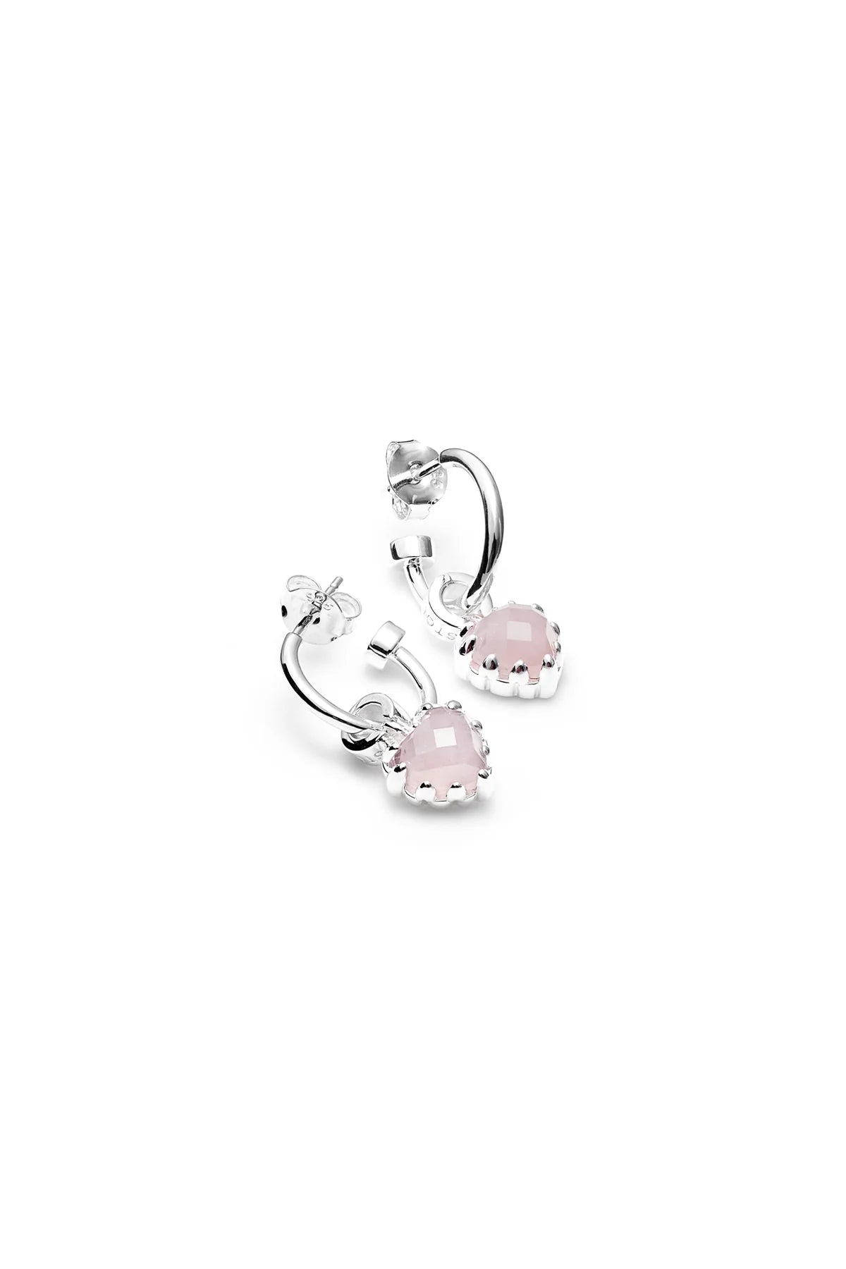 LOVE ANCHOR EARRINGS ROSE QUARTZ