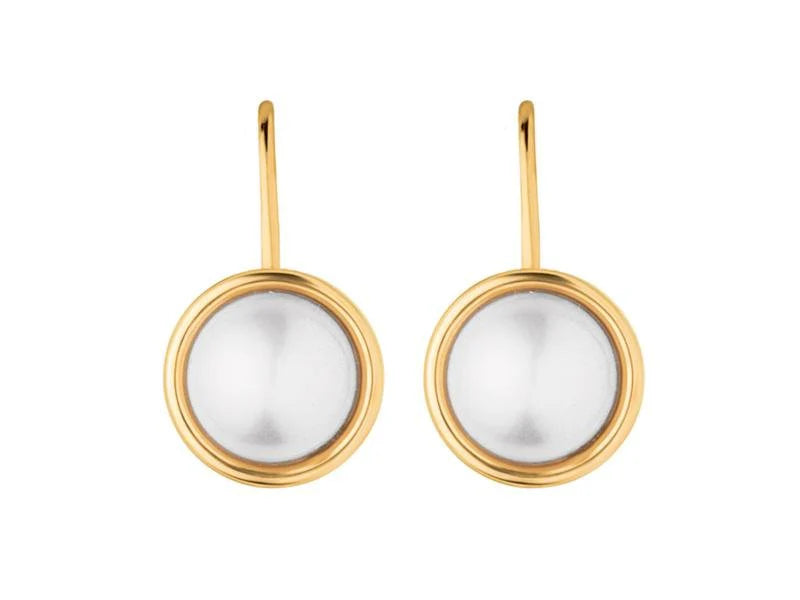 LULU SHINY GOLD WHITE EARRINGS
