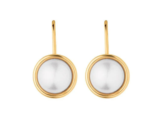 LULU SHINY GOLD WHITE EARRINGS