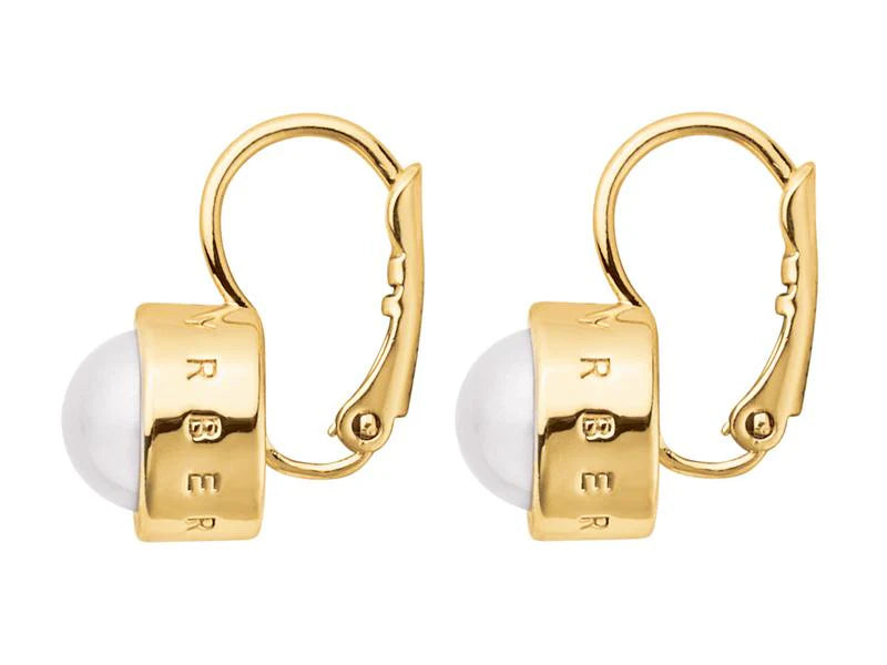 LULU SHINY GOLD WHITE EARRINGS