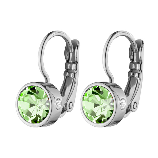 MADU SHINY SILVER LIGHT GREEN EARRINGS