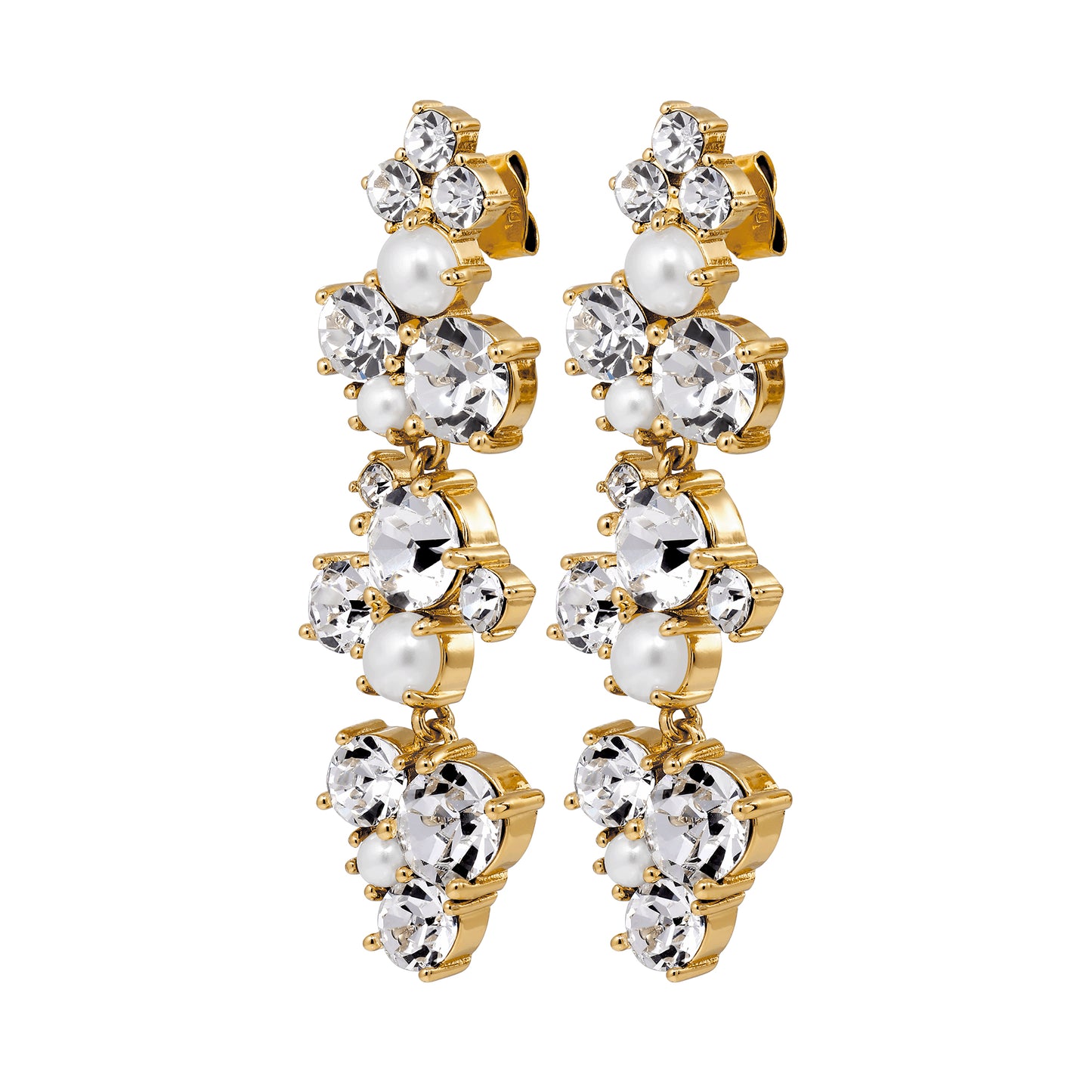 MAYHEM SHINY GOLD CRYSTAL/PEARL EARRINGS