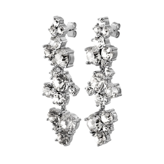 MAYHEM SHINY SILVER CRYSTAL EARRINGS