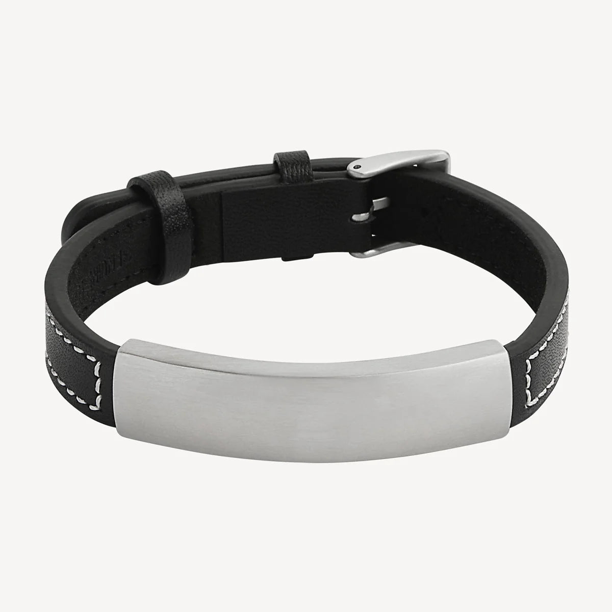 MEMENTO MEN'S LEATHER BUCKLE IDENTITY BRACELET