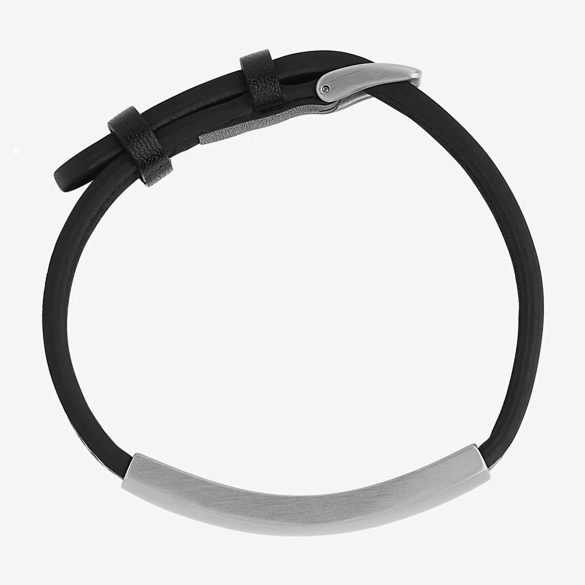 MEMENTO MEN'S LEATHER BUCKLE IDENTITY BRACELET