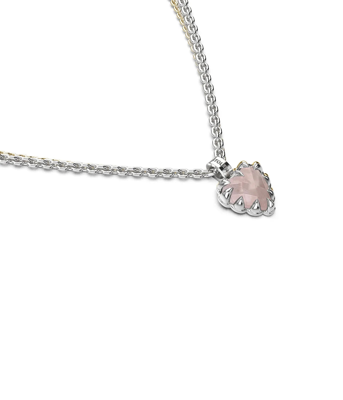 MINI LOVE CLAW NECKLACE ROSE QUARTZ