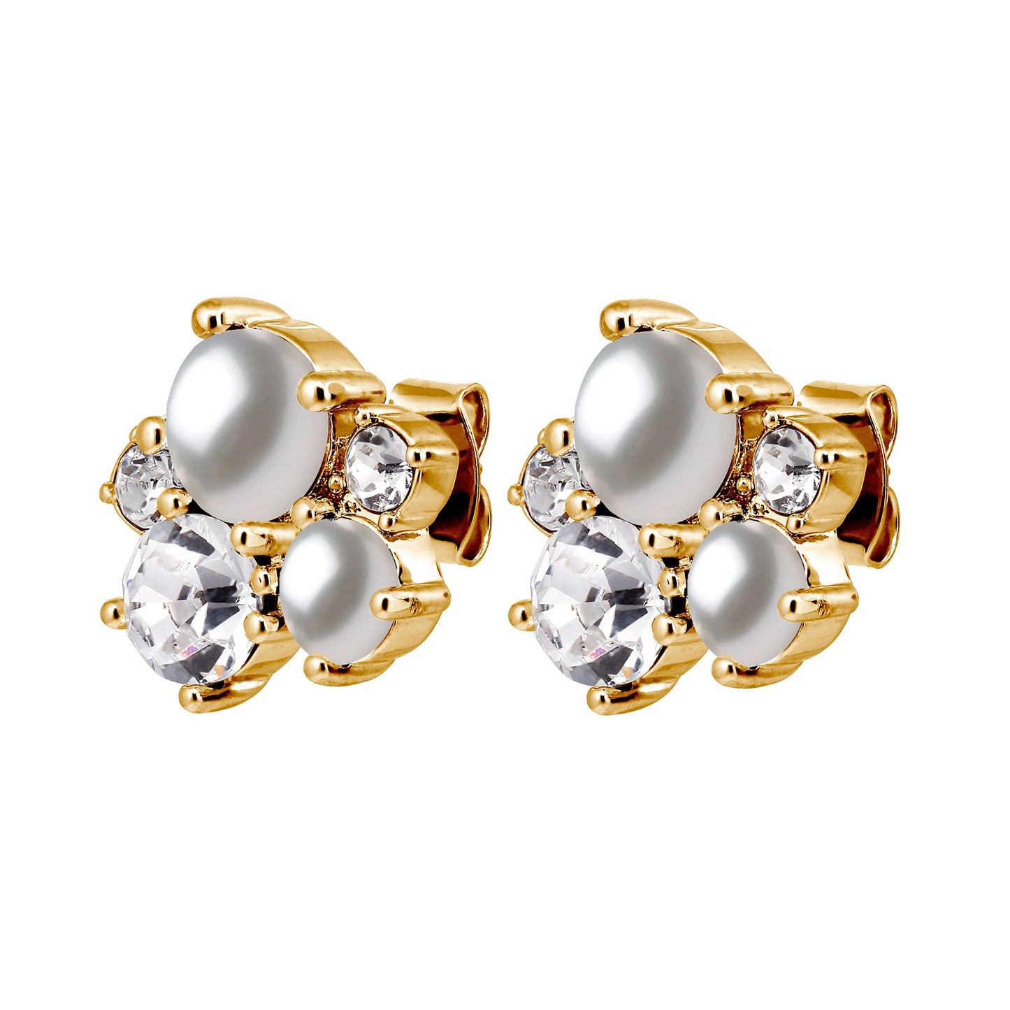 MINNIE SHINY GOLD CRYSTAL/PEARL EARRINGS