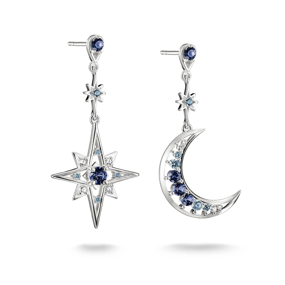 MIDNIGHT SKY STAR & MOON STUD EARRINGS
