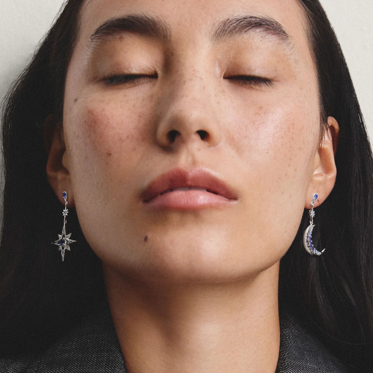 MIDNIGHT SKY STAR & MOON STUD EARRINGS
