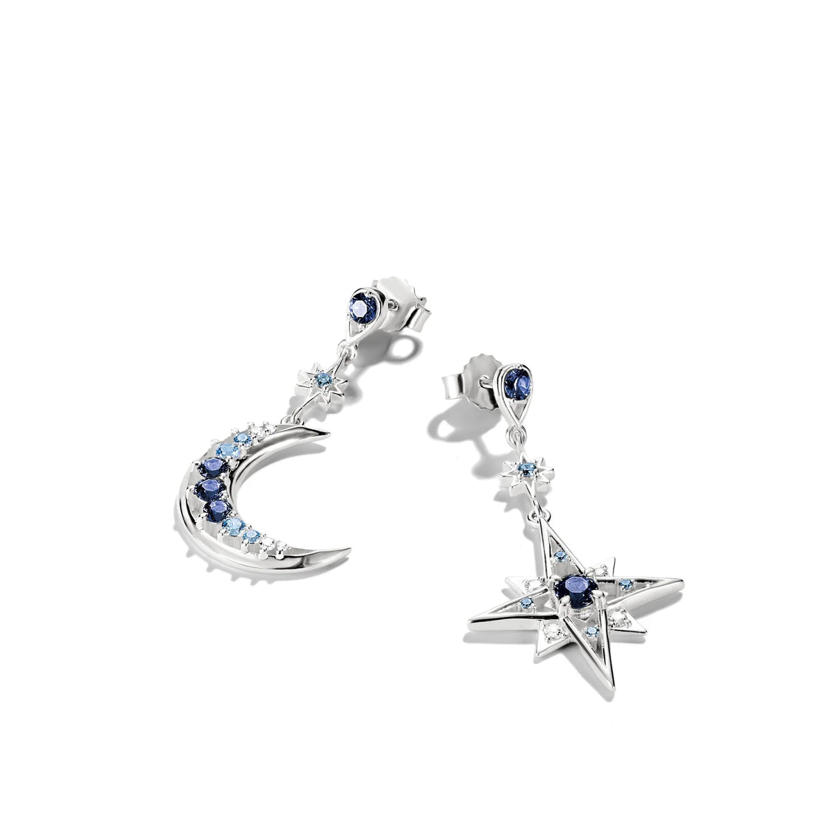 MIDNIGHT SKY STAR & MOON STUD EARRINGS